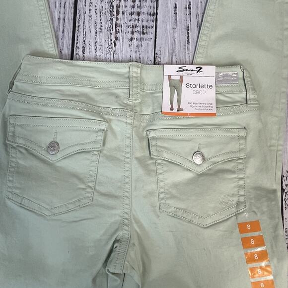 Seven 7 Jeans Pants size 8 Cucumber Green Starlette Crop Skinny Leg Pockets - Picture 7 of 11